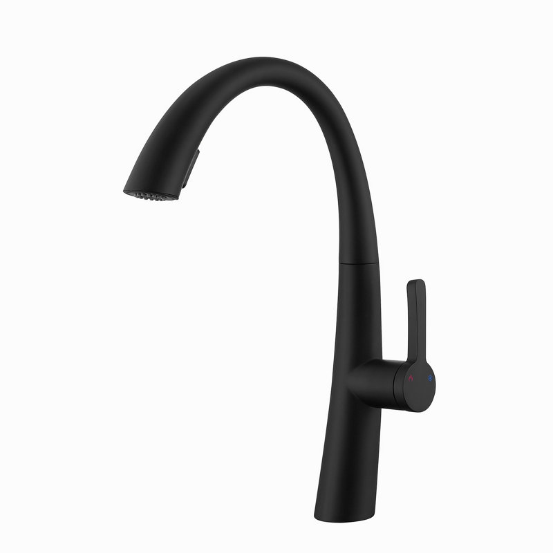 Robinet de cuisine escamotable en acier inoxydable, Noir mat