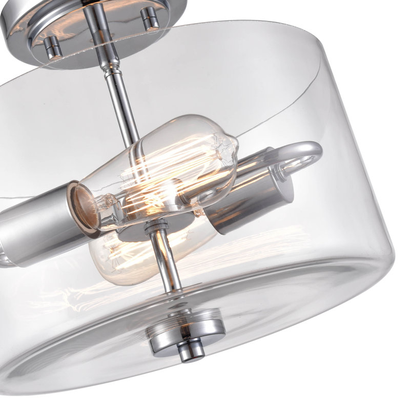 Plafonnier semi-encastré 11 po 2 lumières Verllana, Chrome