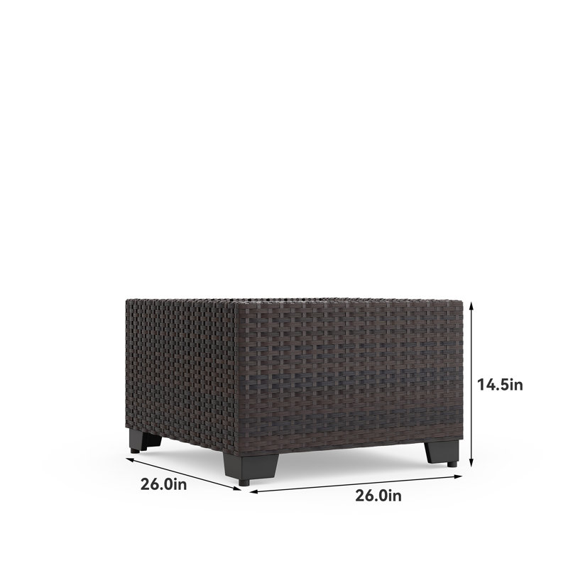 Ensemble de conversation modulaire en rotin 12 pièces toutes saisons avec table et coussins pour foyer, Tanné