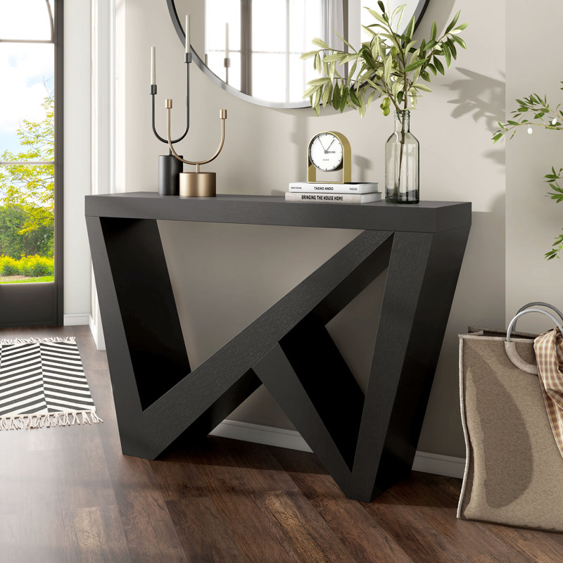 Blinny 47.25''W W-Shaped Console Table, Black