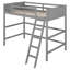 Lit mezzanine simple en bois massif avec échelle, structure en pin robuste, gris - Lit simple surélevé peu encombrant