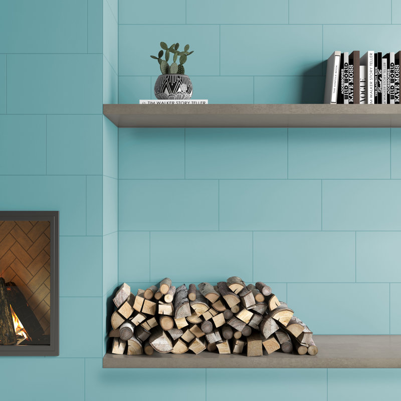 True Story Textured 12'' W x 24'' L Porcelain Throughbody Singular Tile, Turquoise