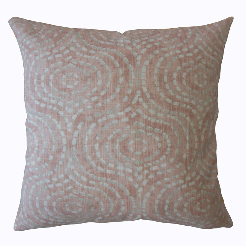 Coussin géométrique en coton, 22 po x 22 po, Rosé