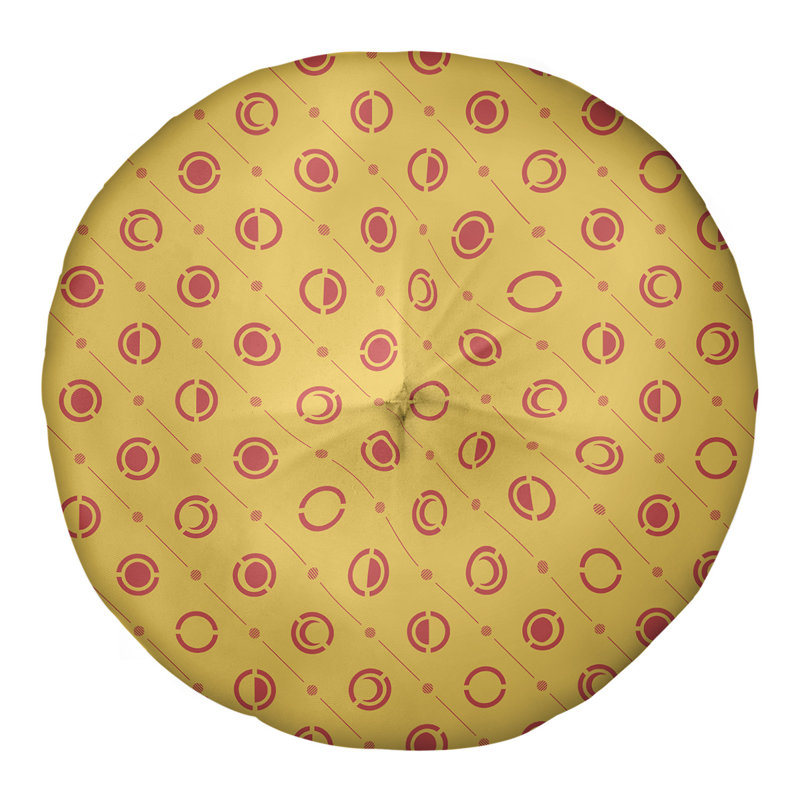 Coussin de sol à phases de lune classiques, 30 po x 30 po, Or/rouge