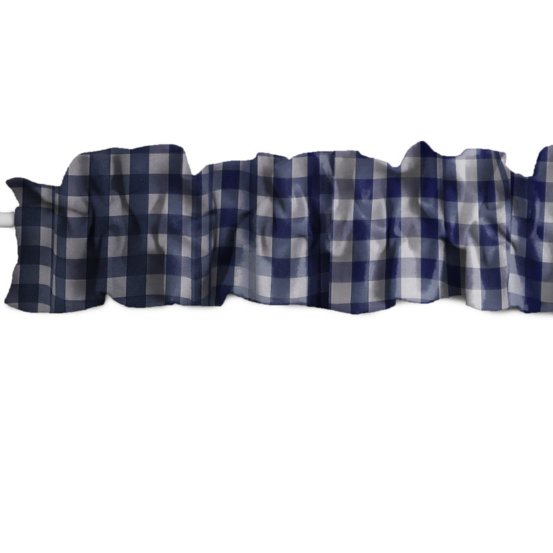 Cantonnière Gingham, L 120 po x L 9 po, Marine