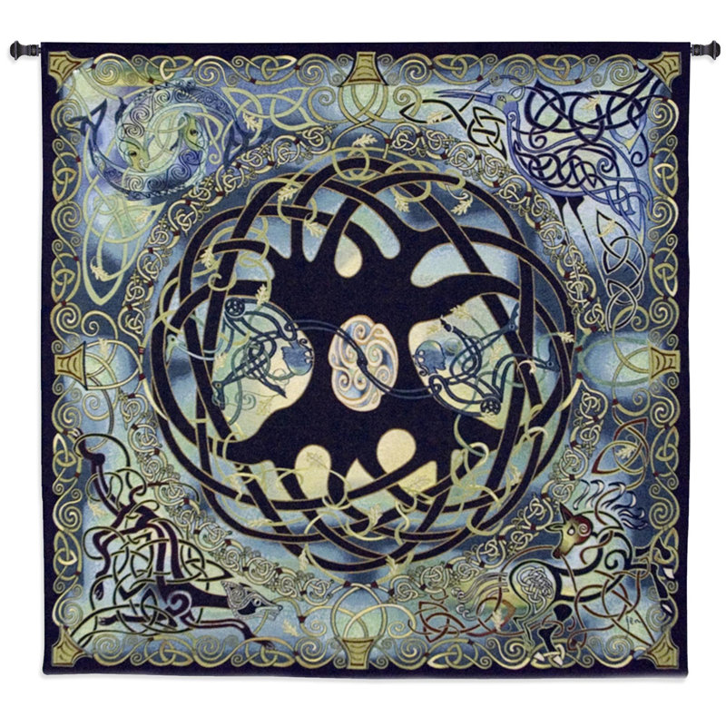 Celtic Tree of Life by Jen Delyth | Woven Tapestry Wall Art Hanging | Spiritual Celtic Pattern | 100% Cotton USA Size 52x51