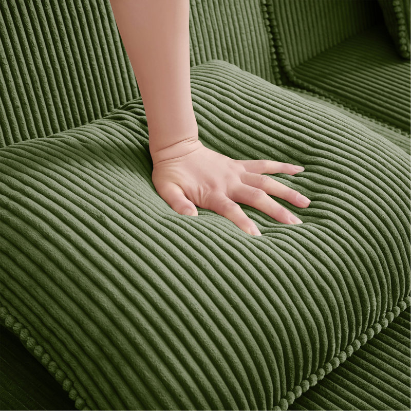 Repose-pieds en velours côtelé - Vert, Vert