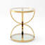 Table basse moderne en verre avec 2 niveaux, cadres en forme d'anneau, structure en métal et verre trempé transparent-129948406-129948409