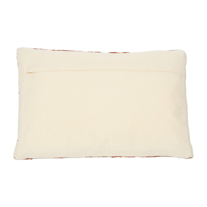 Southwest Wool Blend Kilim Lumbar Pillow with Aztec Pattern