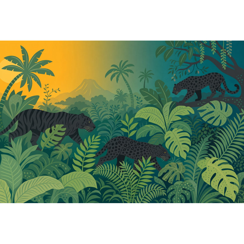 Papier peint jungle tropicale, 200 po x 120 po, Texturé non collé