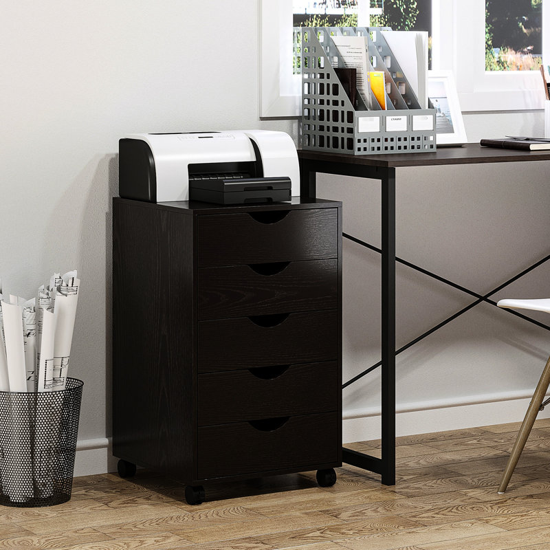 5 Drawer File Cabinet, Brown - Provides Ample Storage Space For Office And Home Needs Made From Particle Board &