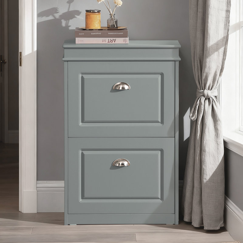 Petit vestibule gris avec 2 tiroirs, Gris, 32.5"H x 21"W x9.4"D