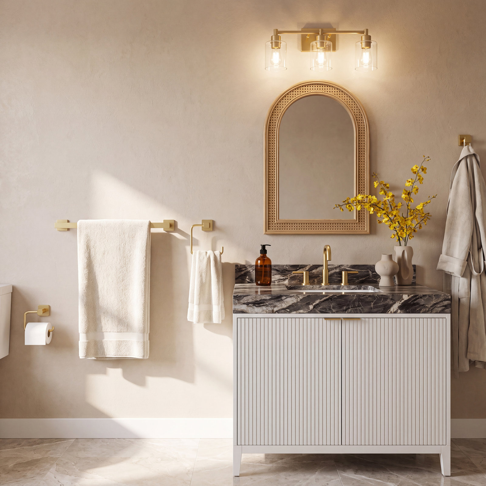 Blaze 4-Piece Bathroom Hardware Set, Brushed Gold
