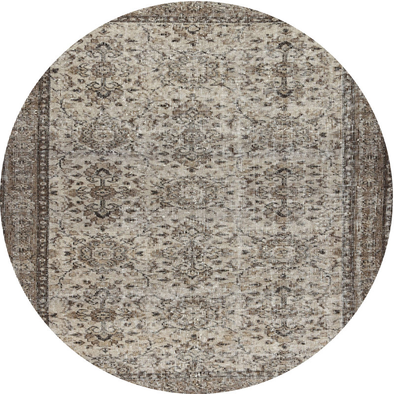 Tapis contemporain brun clair, Rond 3 pi
