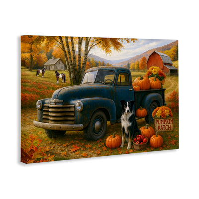 Autumnal Farmland Collie Dog Canvas, design by Tom Crehan