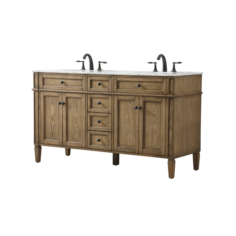 Ensemble de meuble-lavabo double 60 "Rivers, Bois flottant