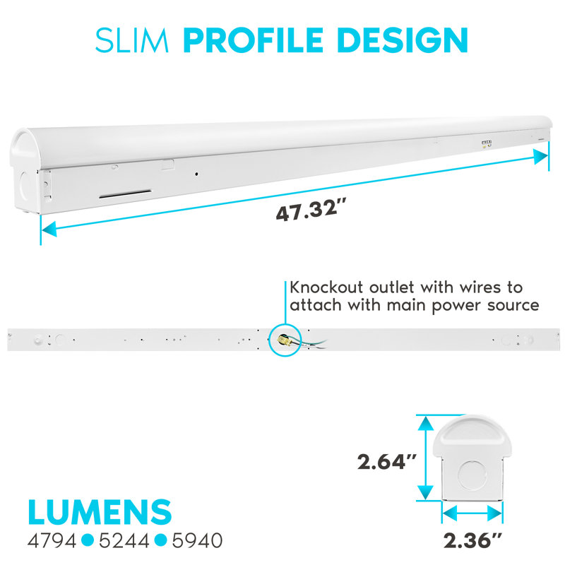 White 4-Foot Slim LED Linear Shop Light with Adjustable Color Temperature