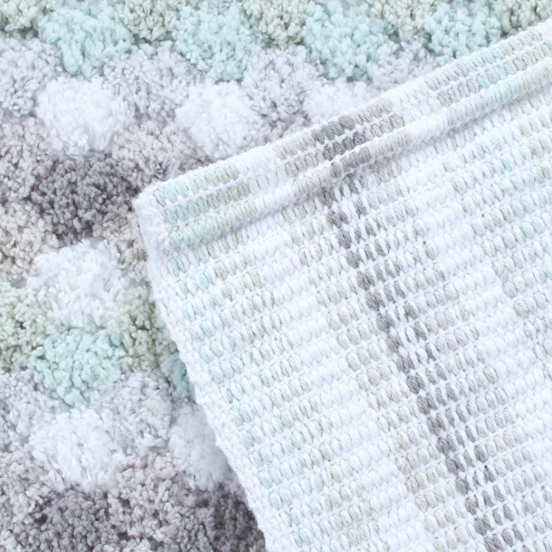Macek 100% Cotton Bathroom Rug, Non Slip & Water Absorbent Soft Shaggy Mat, 17"W x 24"L, Green