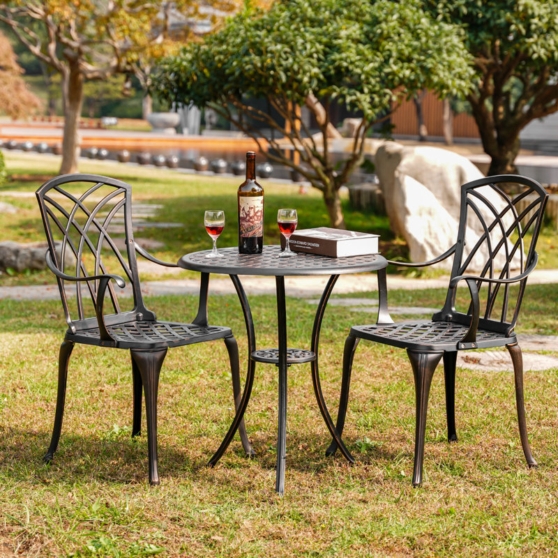 Cast Aluminum 3 Piece Bistro Patio Set for Garden