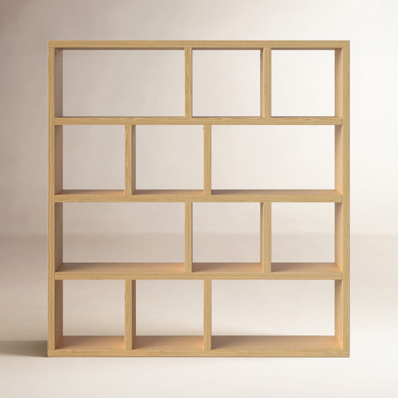 Stetson Manufactured Wood Bookcase, Oak, (4 Shelves) 63" H x 59" W x 13" D