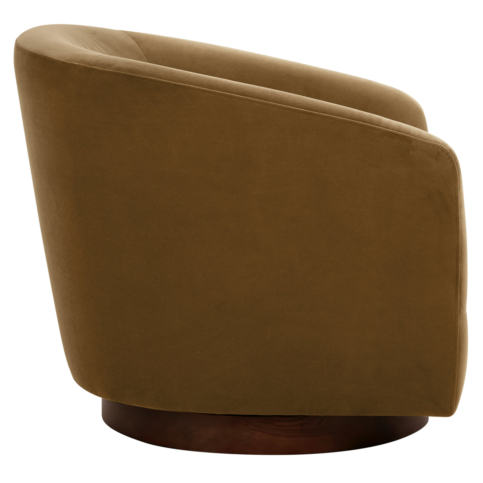 Bennett Upholstered Swivel Barrel Chair, Soren Ochre Performance Velvet