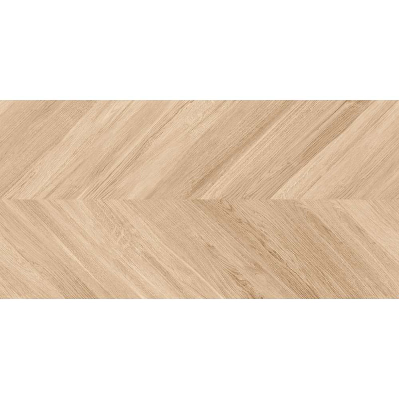 Saxon 24" x 48" Chevron Pattern Porcelain Floor and Wall Tile, Brown