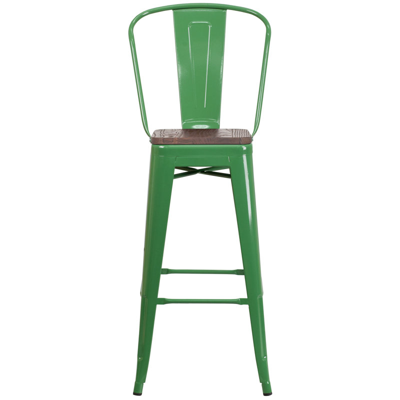 Tabouret de salle à manger en métal Margherite, Vert, Tabouret de bar (siège d'une hauteur de 30 po)