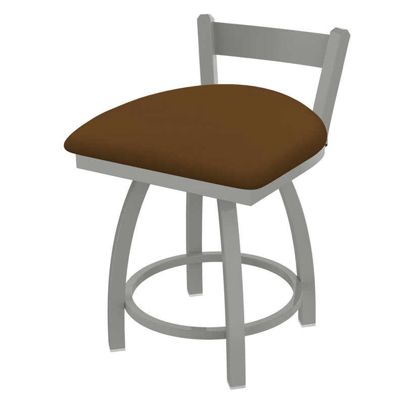 Tabouret de coiffeuse à dossier bas 18 po Catalina, Nickel anodisé, Vinyle - Canter Bordeaux