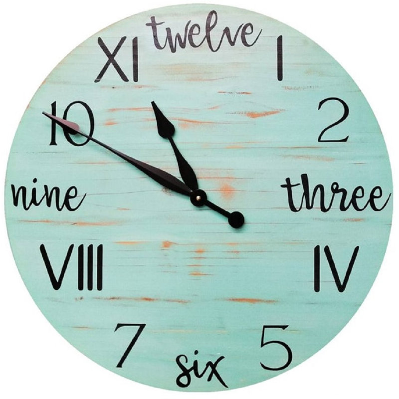 Bourget Wall Clock, Medium, Aqua