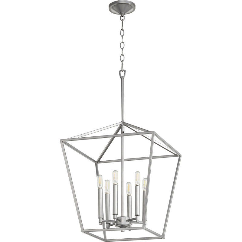 Arletta 6 - Light Dimmable Lantern Square / Rectangle Chandelier, Classic Nickel