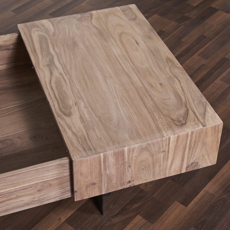 Table basse extensible avec rangement Mullins, Naturel