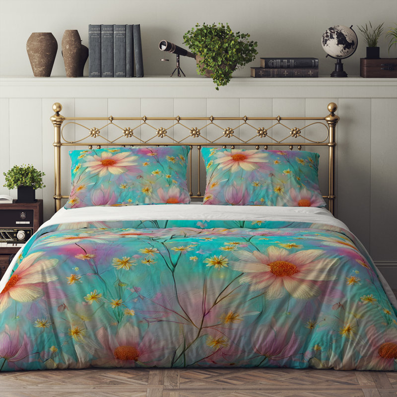 Floral Duvet Cover, King Duvet Cover + 2 King Shams