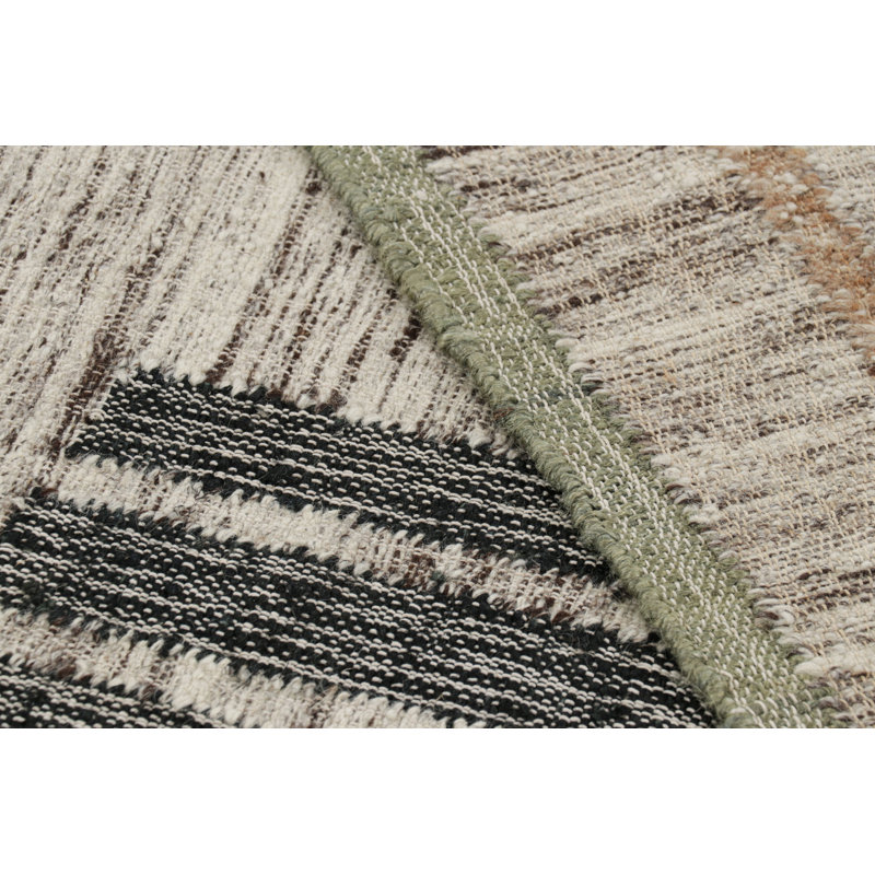 Rug & Kilim’S Flatweave Runner With Beige, Cream, And Black Geometric Patterns,  6'x8'
