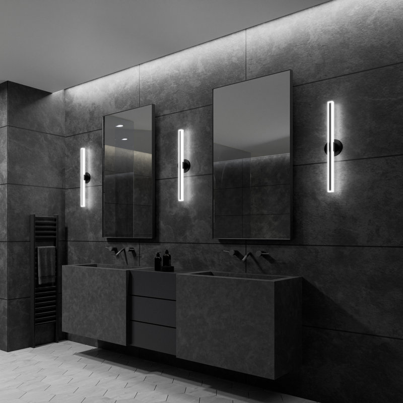 Bastone Dimmable LED Bath Bar, Black, 3000K, 36'' W