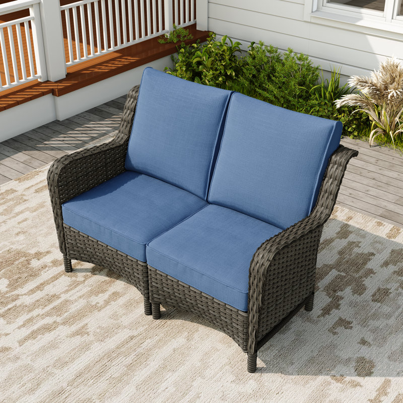 Ensemble de conversation d'extérieur 2 personnes avec coussins Mapleview, Marine, Gris