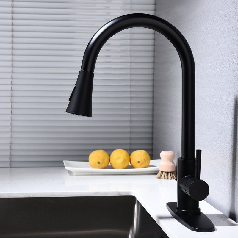 Kitchen Faucet, Pull Out , High Nozzle, Single Lever, Corrosion, Aerated Water, Splash- Water Output, Mattle Black