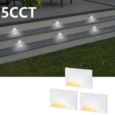 Éclairage intégré intégré pour terrasse à DEL 120 V, lumières d'escalier en métal à intensité variable, 5CCT
