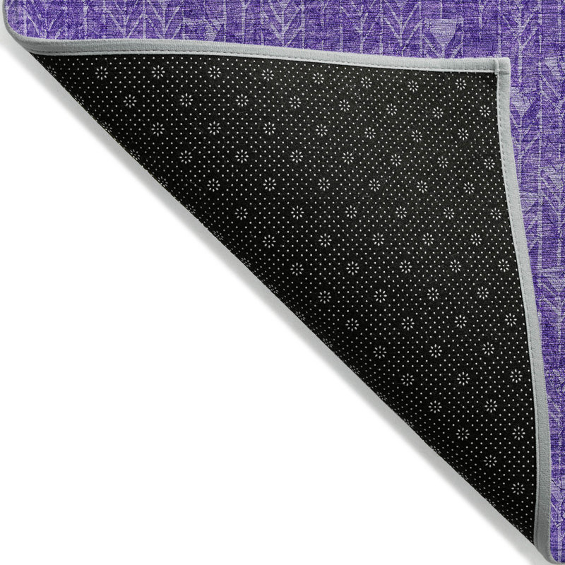 3' X 5' Purple Geometric Washable Non Skid Indoor Outdoor Area Rug