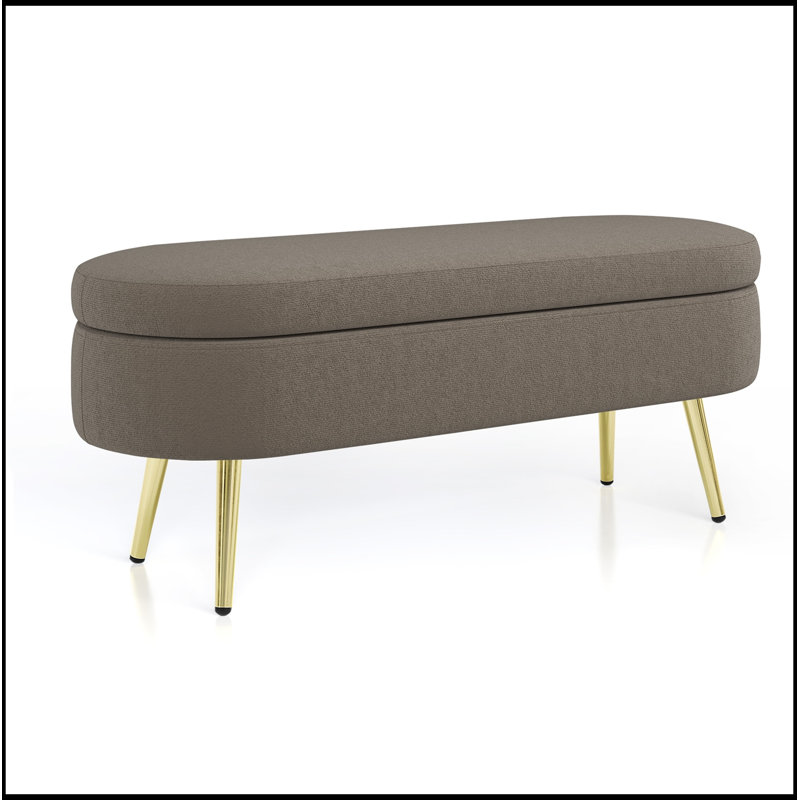 Banc de rangement ovale avec pieds en métal, Brown
