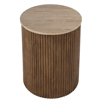 15" Travertine End Table