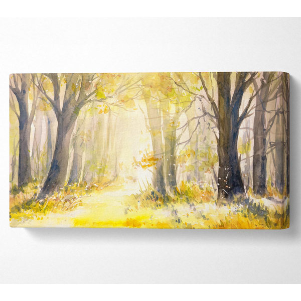 Union Rustic Yellow Forest Woodland Watercolour - Wrapped Canvas Print ...