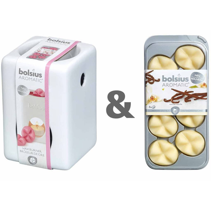 Bolsius Wax Burner Set with Aromatic Wax Melts Vanilla