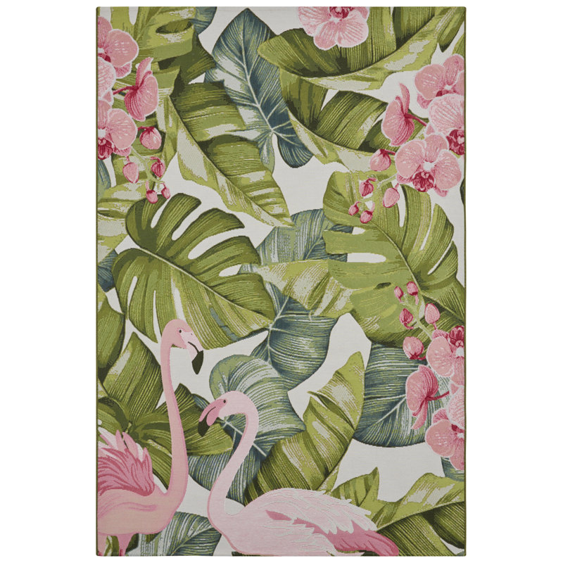 Flamingo Green Indoor/Outdoor Rug, Rectangle 120 x 180cm