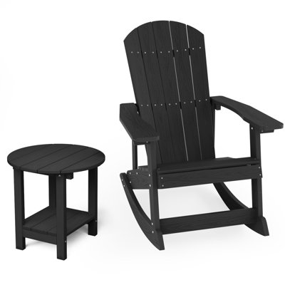 Outdoor Plastic Rocking Adirondack Chair With Side Table