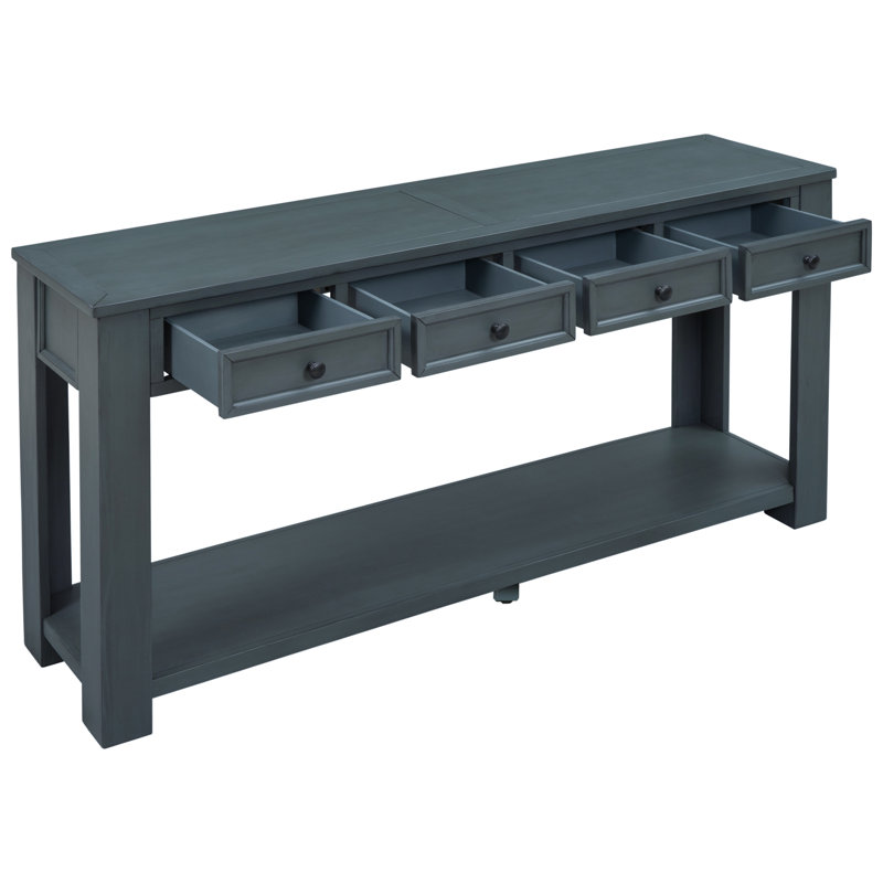 63 Inch Console Table/Sofa Table With Storage Drawers And Bottom Shelf For Entryway And Hallway