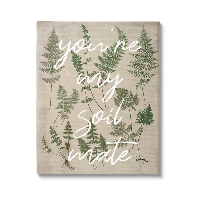 You 'Are My Soil Mate Rustic Fern, Toile tendue, L 16 po x H 20 po