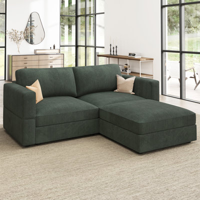 Bouley 82.6'' W L-Shaped Corduroy Modular Sectional 