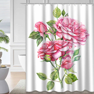 Branche de fleurs, aquarelle de roses et 12 crochets