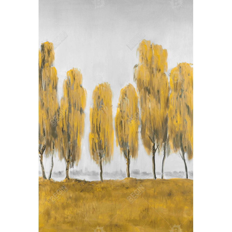"Sept arbres jaunes abstraits" sur toile