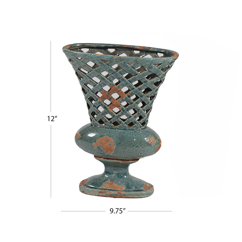 Vase de plancher en céramique Evanoff, H 12 po x l 9,75 po x P 9,75 po